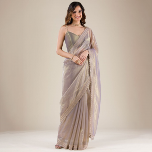 Embellished Beads and Stones Tissue Saree