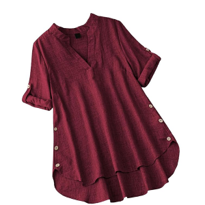 Women's Linen Blend Solid Regular Fit Tunic Top | Kurti for Women