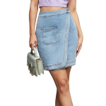 Women's Regular High Rise Above Knee Stretchable Denim Skirt