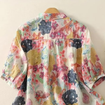 Women’s Casual Button-Down Shirt with Multicolor Floral Print & Half Sleeves, Collar Neck