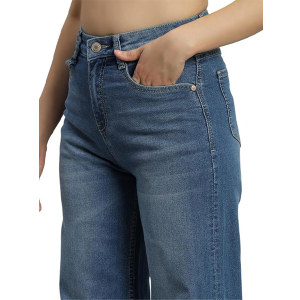 Women High Rise Wide Leg Full Length Cotton Poly Lycra Jeans