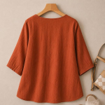 Women's Embroidered Top for Women, Maroon V Neck Rayon, 3/4 Sleeve Casual Loose Fit Tunic, Boho Blouse for Women, Korean Style