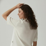 Designer Women Cream Cotton Embroidered Tops | Floral Thread Work Short Sleeve Shirt | Casual Summer Wear for Office & Daily Use