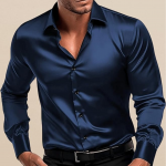 Men's Classic fit Plain Satin Casual Shirt for Men Full Sleeve