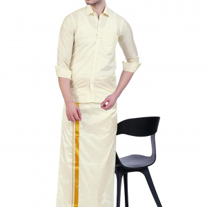 Mens Blended Silk type Jari Dhoti/8 Mulam vesti
