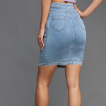 Women's Regular High Rise Above Knee Stretchable Denim Skirt