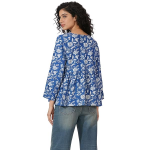 Women's Blue Floral Print Cotton Tunic Top