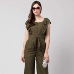 Women's Knee Length Jumpsuit Sleeveless Crepe A-Line Dress
