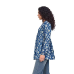 Women's Blue Floral Print Cotton Tunic Top